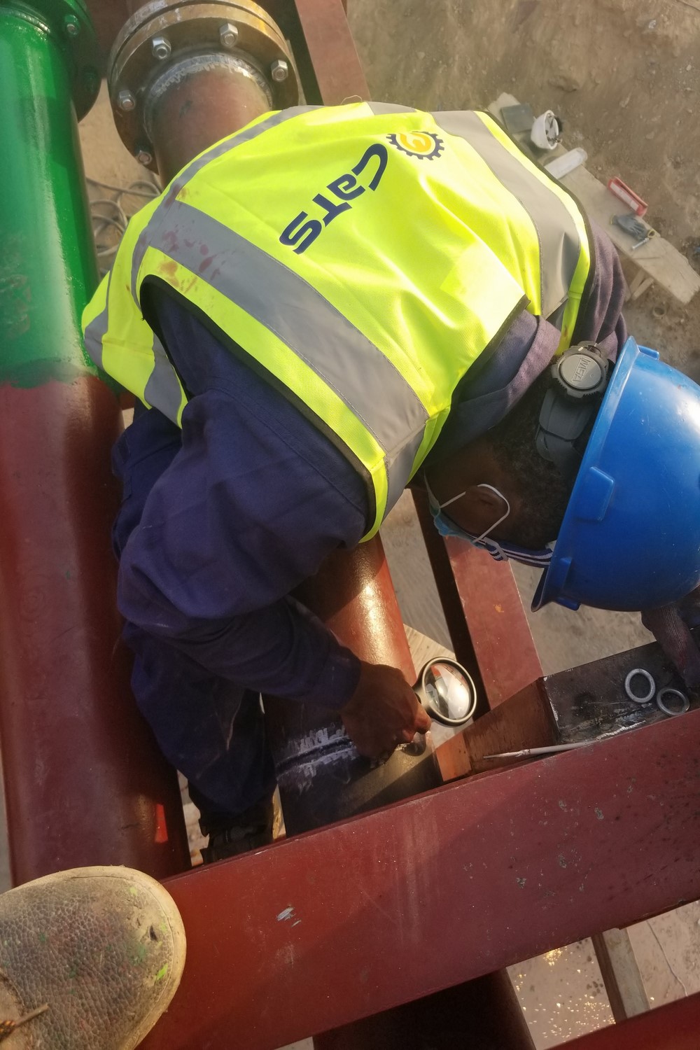 NDT test on Pipeline at a foods processing facility